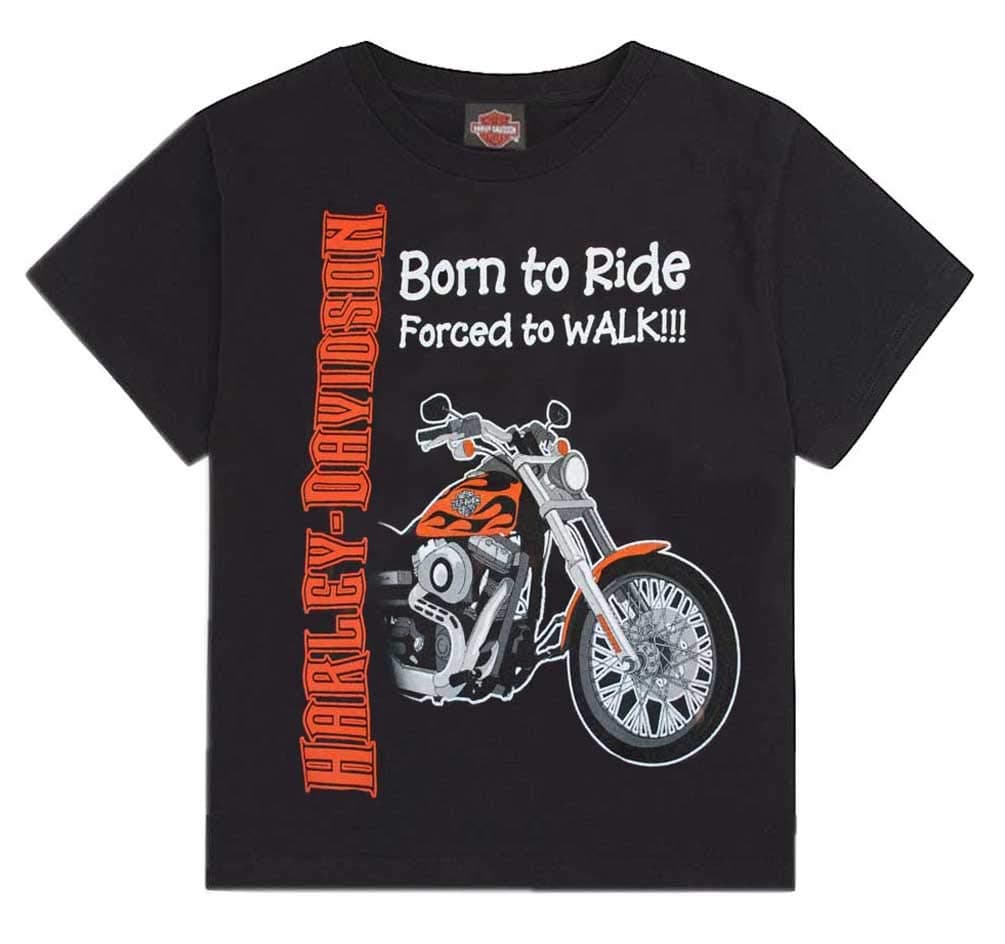 Little Boys' Born to Ride, Forced to Walk Tee Black 0174132