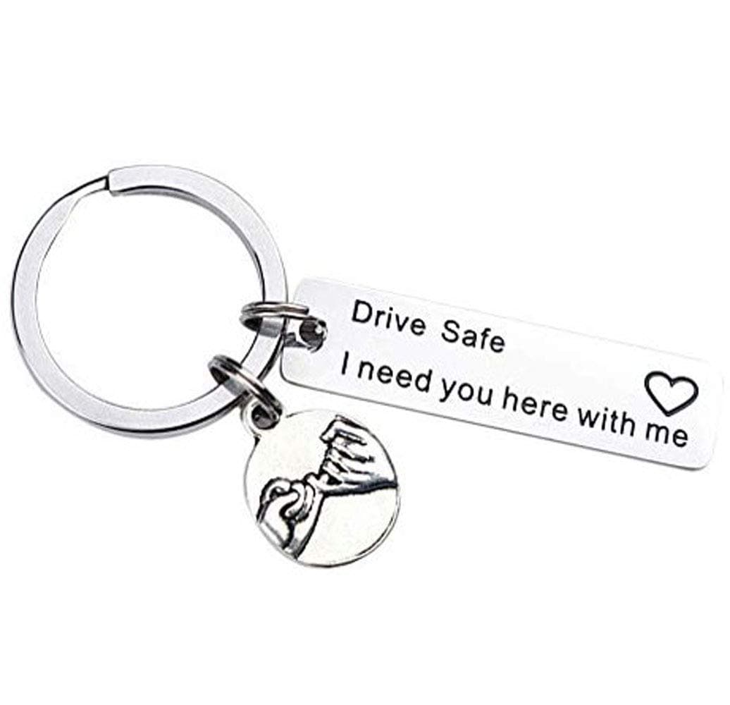 Father's Day Gift Drive Safe Keyring - Drive Safe I Need You Here with Me Trucker Keychain Birthday Another Gift Husband Boyfriend Gift