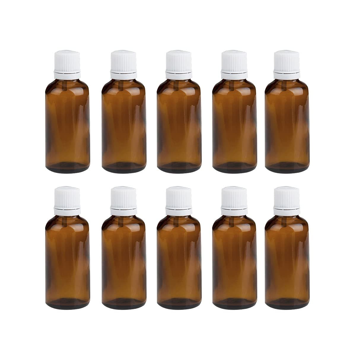 Empty Amber Glass Bottle With Leak-Proof Euro Dropper and Cap Suitable to Store Essential Oil, Medicine Etc (Pack of 10, 30 ML)