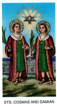 "Sts. Cosmos and Damian Prayer for Physicians and Surgeons" Holy Prayer Card (Pack of 12) 2-3/8" x 4-1/8" (No. TJP 91) …