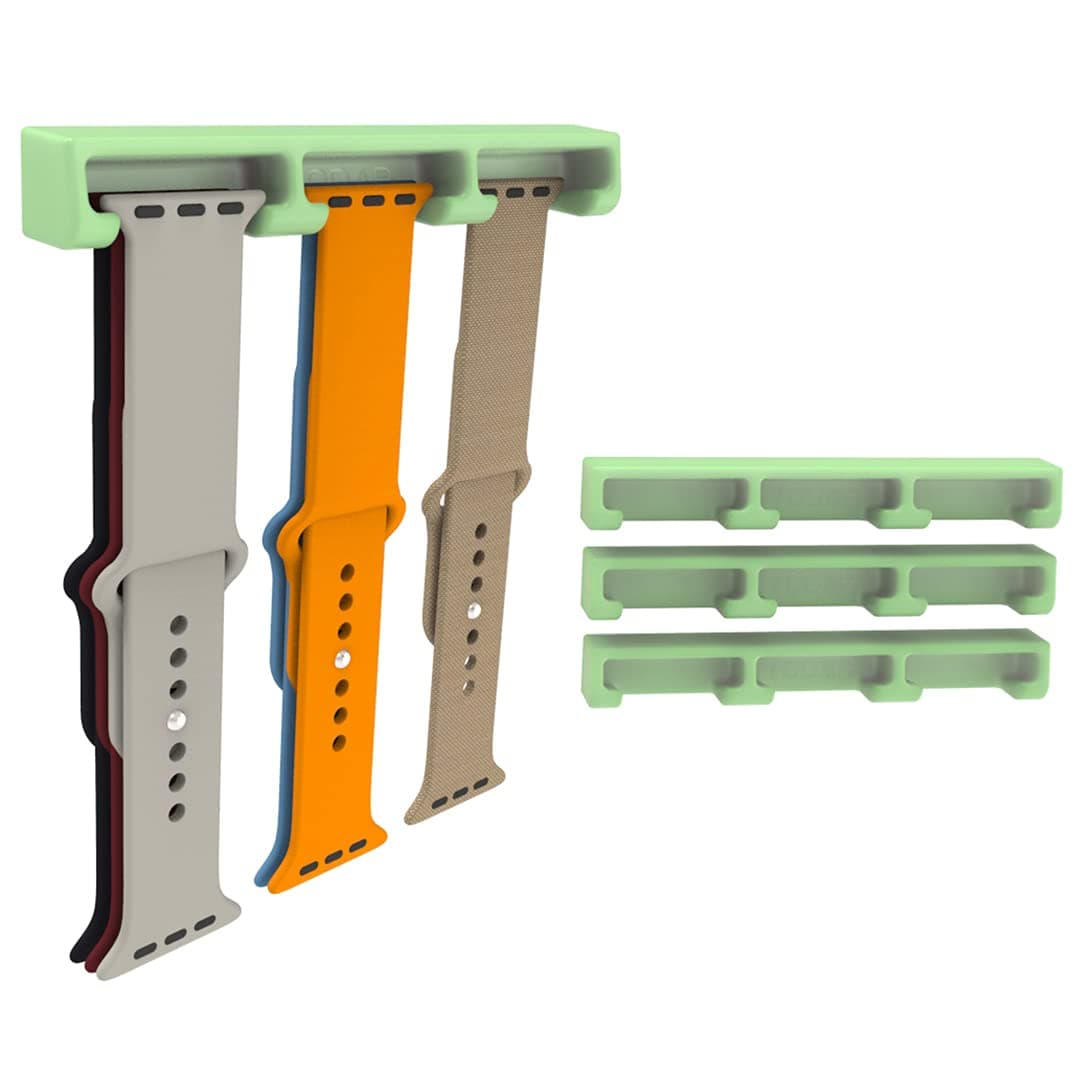 4 Pcs Apple Watch Band Holder Organizer Display Rack, Smartwatch Band Straps for Storage, Wall Mount, Fluorescent (Yellow-green, 12 Slot, Holds 36 Watch Bands)