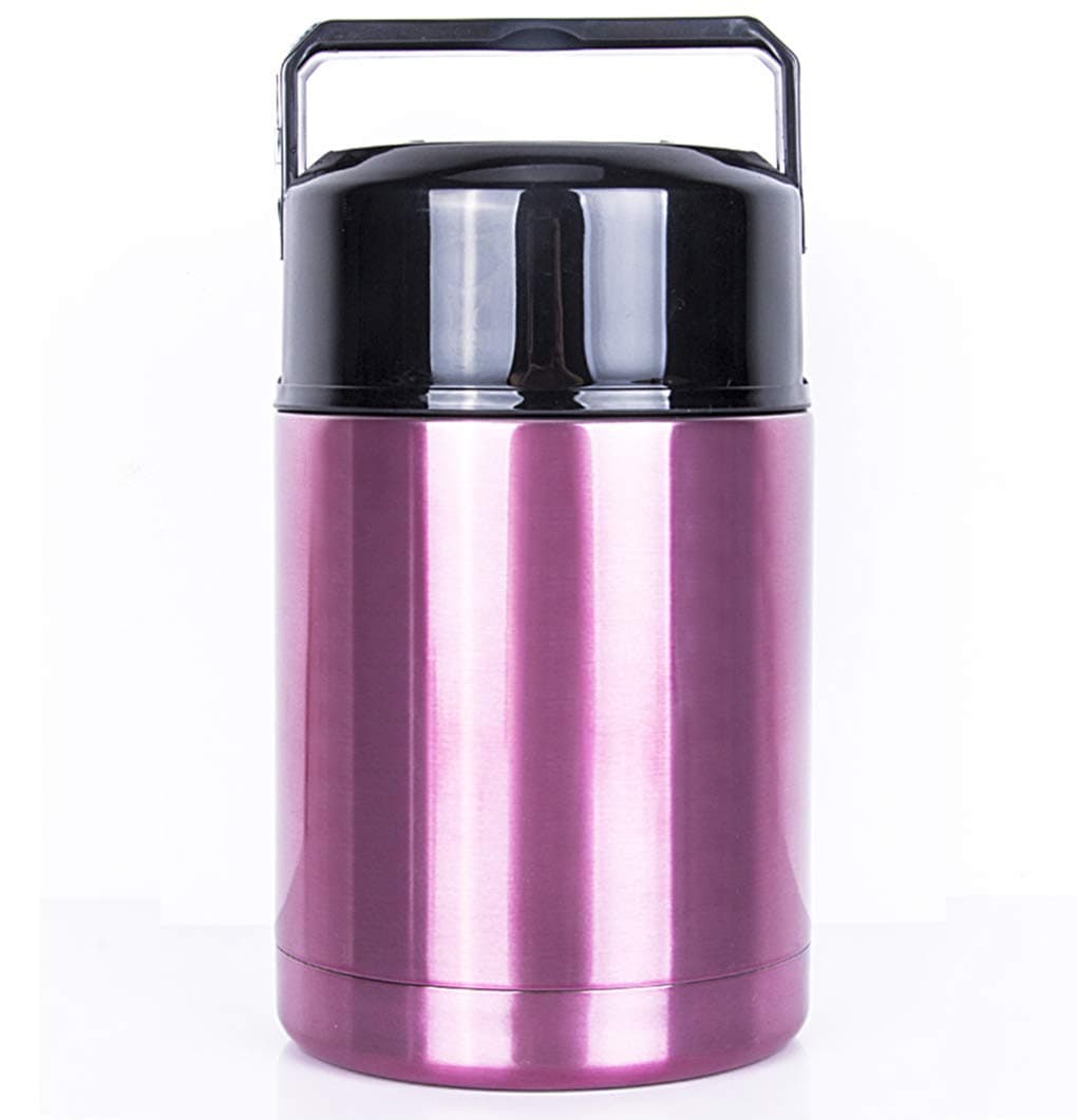 Meichoon 35 oz(1000ml) Vacuum Insulated Food Jar Bowl for Cooking Stainless Steel Interior Leak Proof Soup Food Storage Container with Folding Spoon, BM02 Rosy