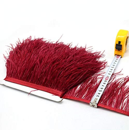 34 Colours Quality Ostrich Feather Trimming Fringe for Millinery Craft Dress Making (Burgundy)