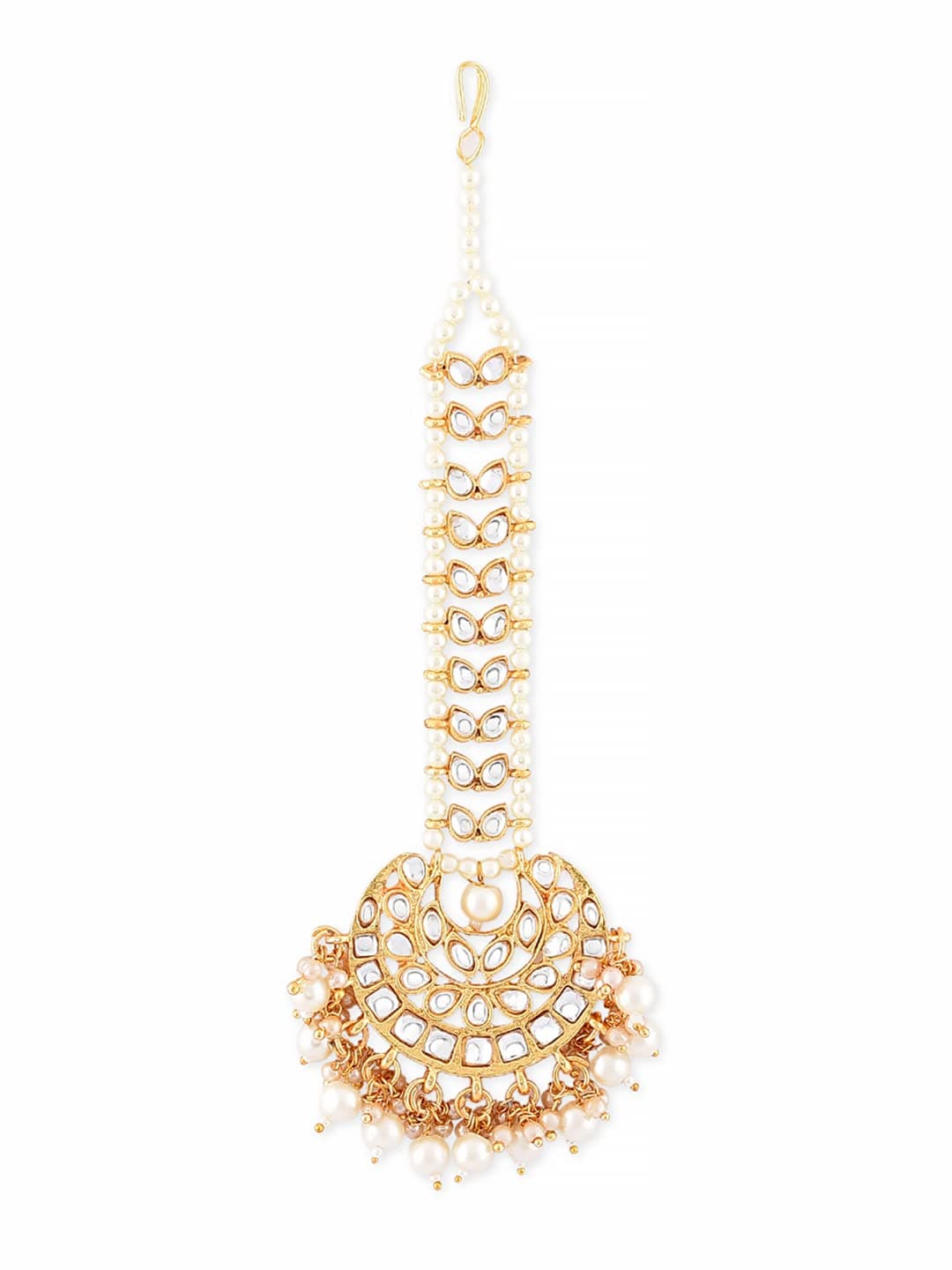 Zaveri Pearls for Women's Gold Tone Kundan and Pearls Traditional Maangtikka -Zpfk9004 Pack of 1