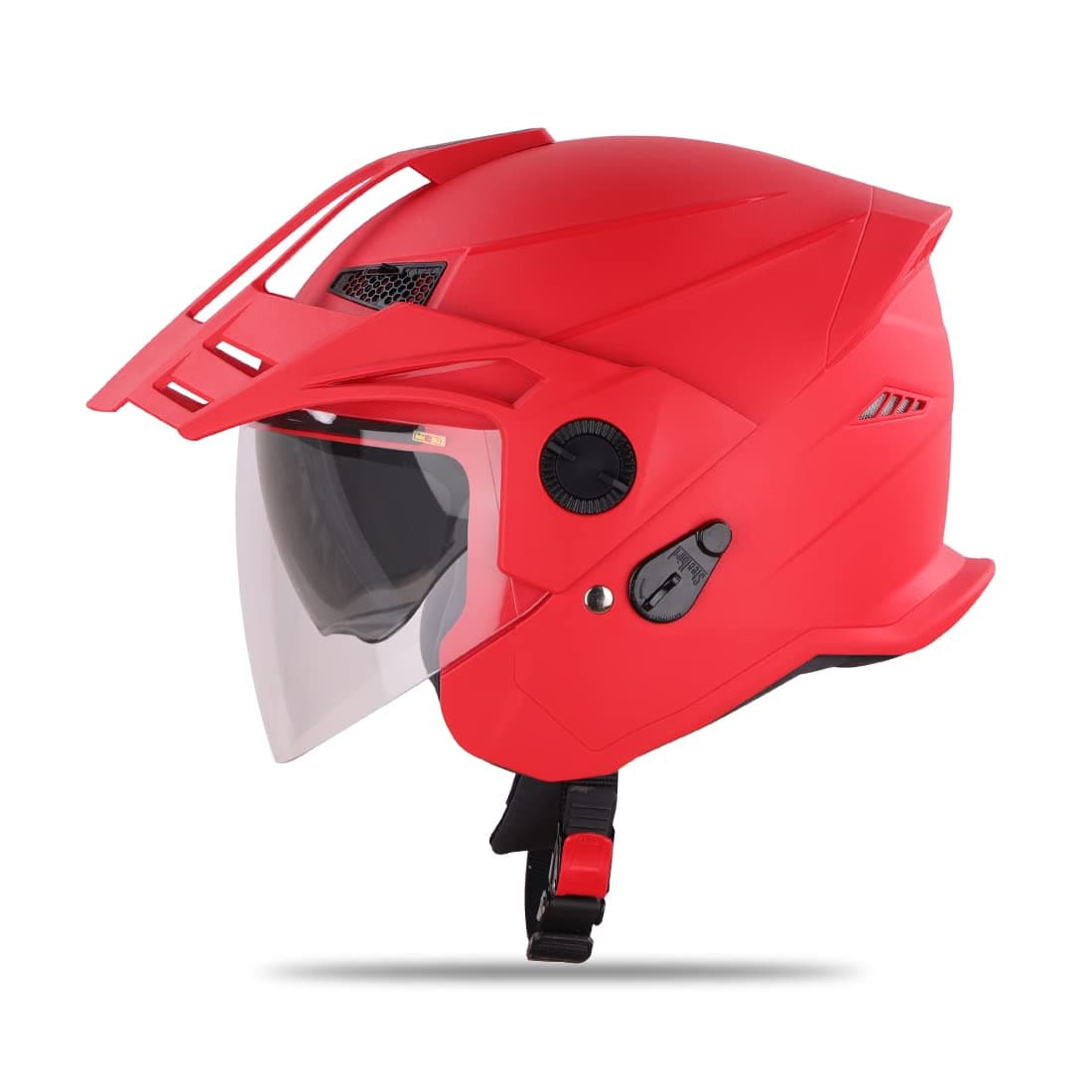 SBH-23 GT Plus Open Face ISI Certified Helmet with Inner Sun Shield (Medium 580 MM, Dashing Red)