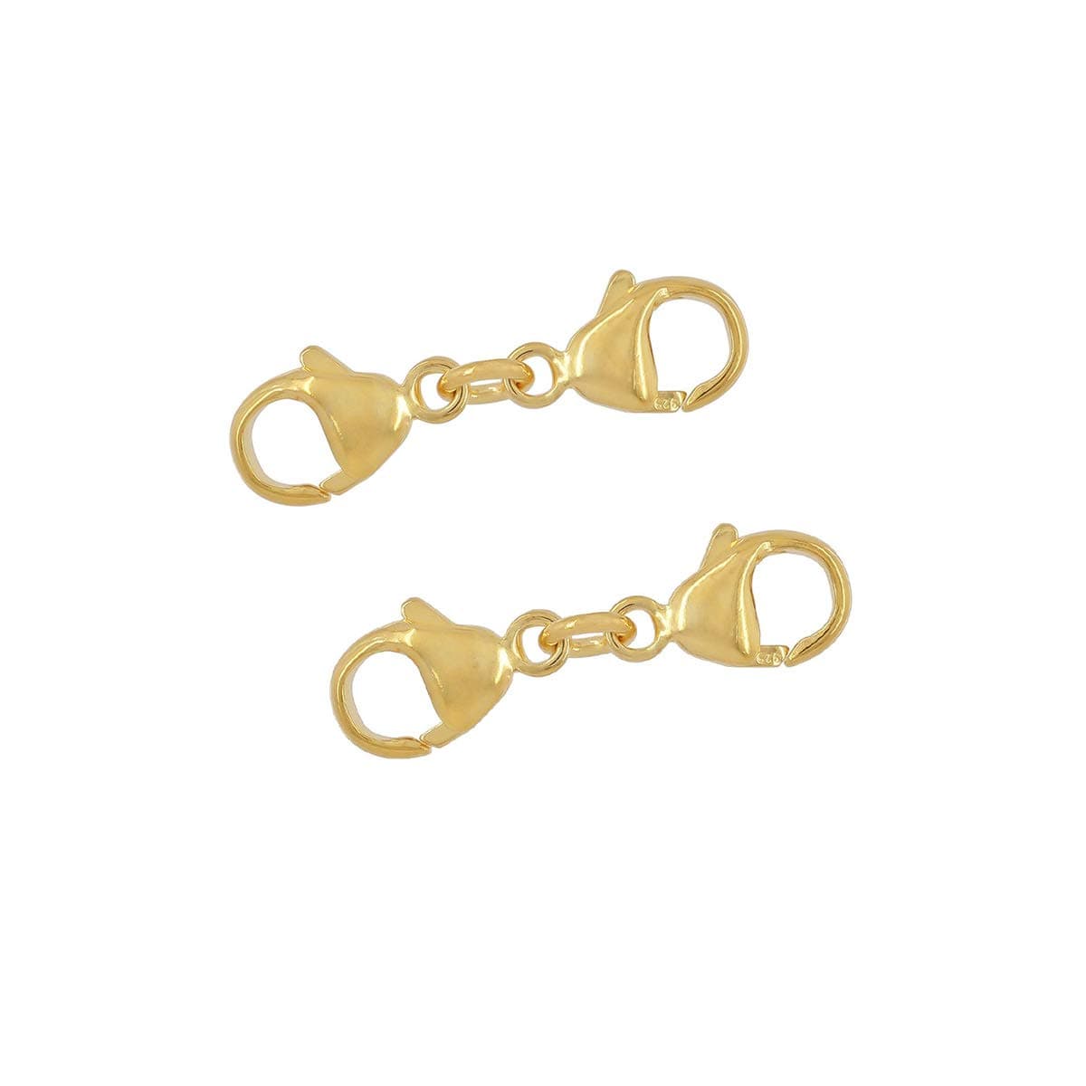 2 Sets Sterling Silver Extra Small Lobster Clasp Extender Connector 19.5mm (0.75"), 18kt Gold Plated
