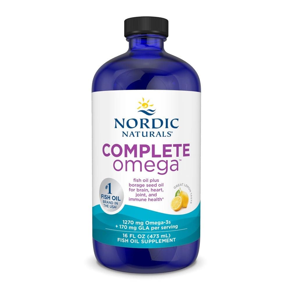 Complete Omega, Lemon Flavor - 16 oz - 1270 mg Omega-3 - EPA & DHA with Added GLA - Healthy Skin, Cognition, Positive Mood - Non-GMO - 96 Servings