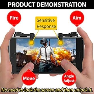 IFYOO Mobile Game Trigger, Mobile Gaming Controller Compatible with PUBGG/Fortnitee/Call of Duty Mobile, Z108 Aim & Fire Triggers for iPhone and Android Phone, 2 Pair with 2 pcs Finger Sleeves Red