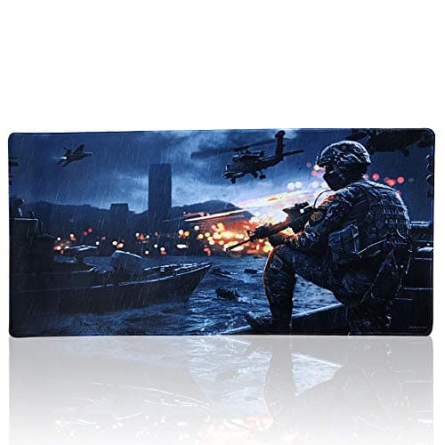 Extended Gaming Mouse Pad Custom Design Computer Gaming Mouse Mat with Smooth Surface XXL Large Size Desk Pad with Non-Slip Rubber Base Ideal for Keyboard, PC and Laptop (90x40 soldierY6)