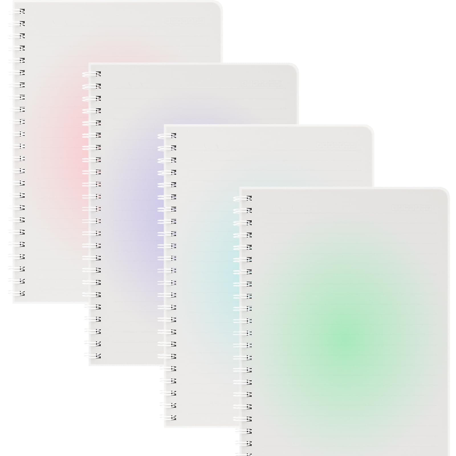 Oucaru Spiral Notebook A5 College Wide Ruled Notebooks 4 Pack 5.9" x 8.3" Journaling Notebooks 4 Colors 140 Pages Gradient Small Lined Notebooks for Note Taking for Work School Business Travel