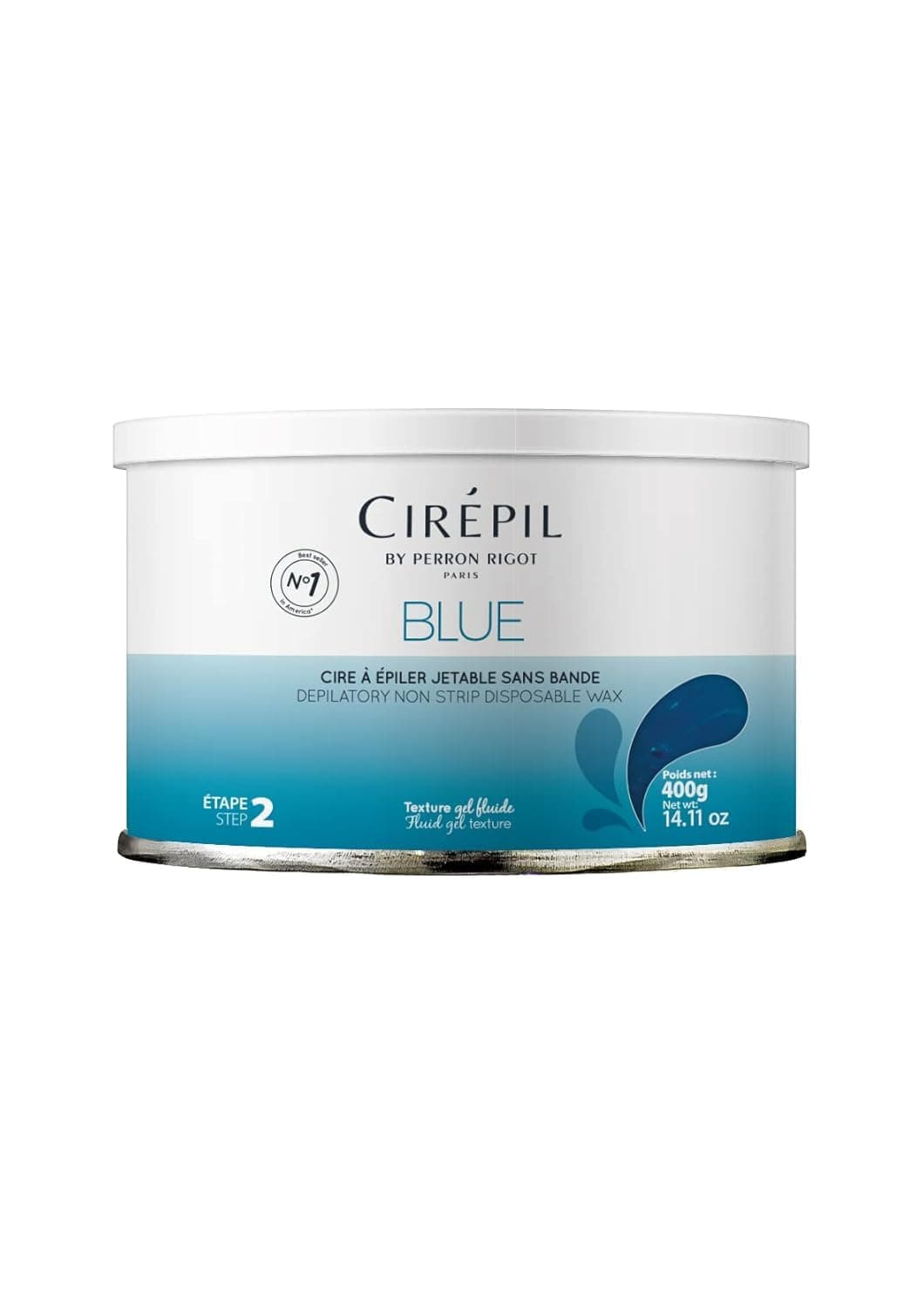Cirepil - Blue - 400g / 14.11 oz Hard Wax Tin - Face & Body Wax, Unscented & No Strip Needed - Perfect for Sensitive Skin & Brazilian Waxing - Pre-Melted in Tin - Fluid Gel Texture, Easy Hair-Removal