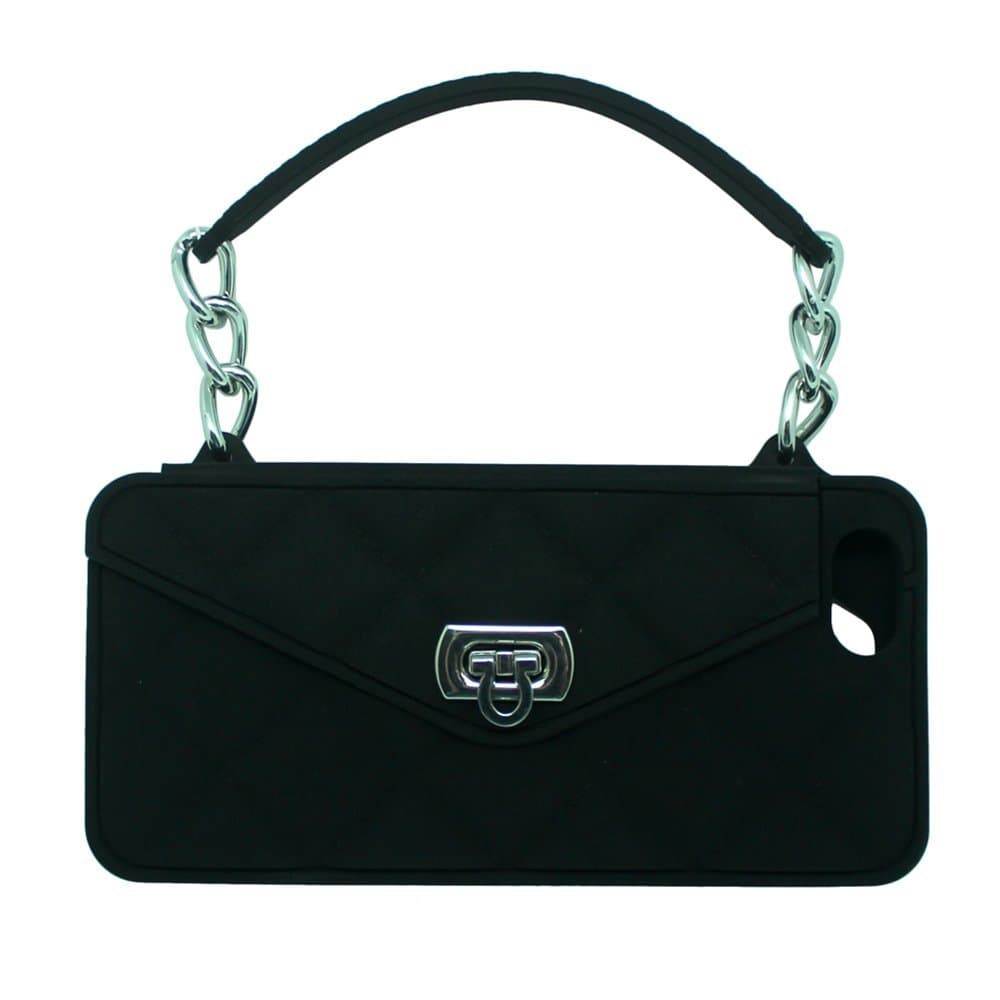 iPhone 6 Plus Case/iPhone 6s Plus Purse Case 5.5 in Display pursecase Smartphone Case Wristlet Clutch and Crossbody Chain with Wallet Purse Case Bundle as seen on Shark Tank (Black with Silver)