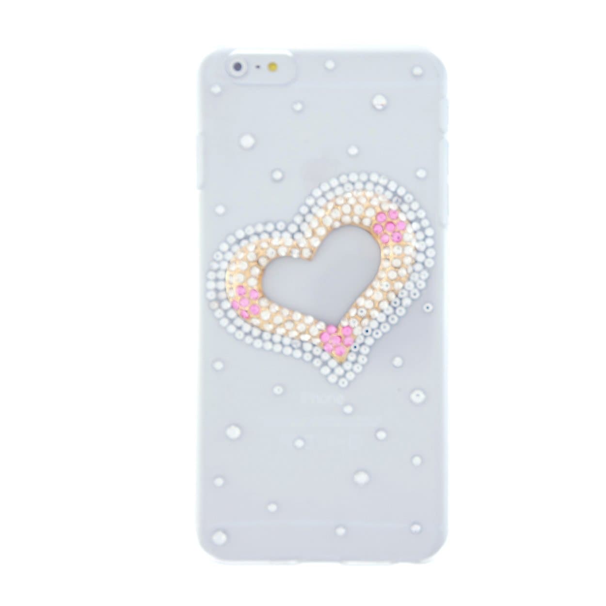 CaseBee® 3D Series - Cute Jewelery Heart w/ Crystals iPhone 6 Plus (5.5) Case - Handmade Bling Bling Rhinestones - Perfect Gift (Package includes Extra Crystals & Screen Protector)