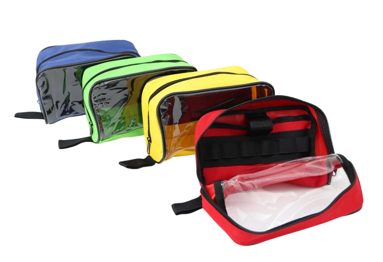 Lightning X Products Color Coded First Aid Medical Kit Accessory Pouches - Zippered Bag With Transparent Window - Set of 4 for EMT Trauma Medic Bags