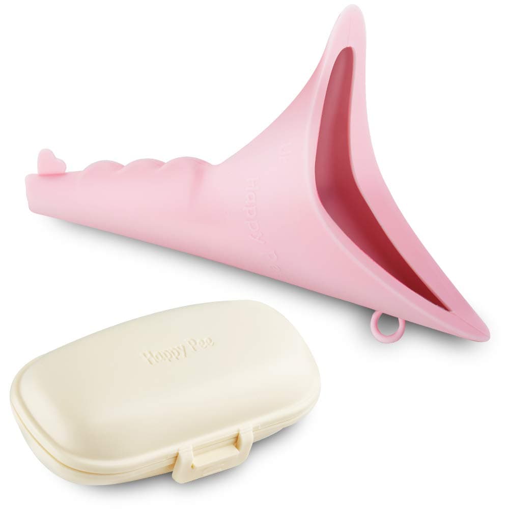 Female Urination Device, Happy Pee Female Urinal Lets You Pee Standing Up, Silicone Portable Women Pee Funnel for Travel, Outdoor Activities, Camping, Hiking, Festivals (Pink)