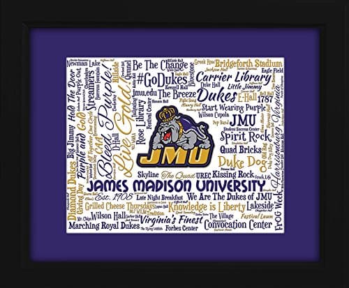 James Madison University (JMU) 16x20 Art Piece - Beautifully matted and framed behind glass