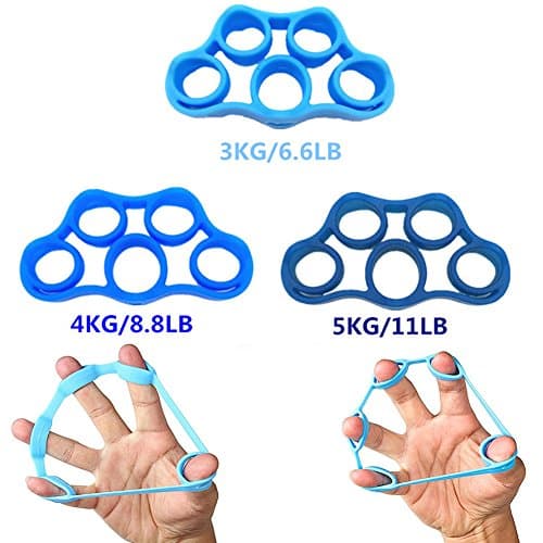 Cosylive Finger Stretcher Hand Resistance Bands Hand Extensor Exerciser Finger Grip Strengthener Strength Trainer Gripper Set for Arthritis Carpal Tunnel Exercise Guitar and Rock Climbing 3pcs