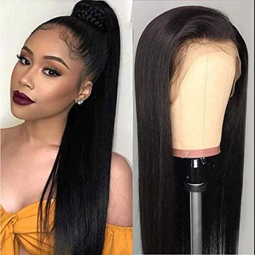 CHEETAHBEAUTY Brazilian Straight Lace Front Wigs Human Hair 13x4 Lace Front Wig For Black Women Pre Plucked with Baby Hair Natural Black 150% Density (16 inch)