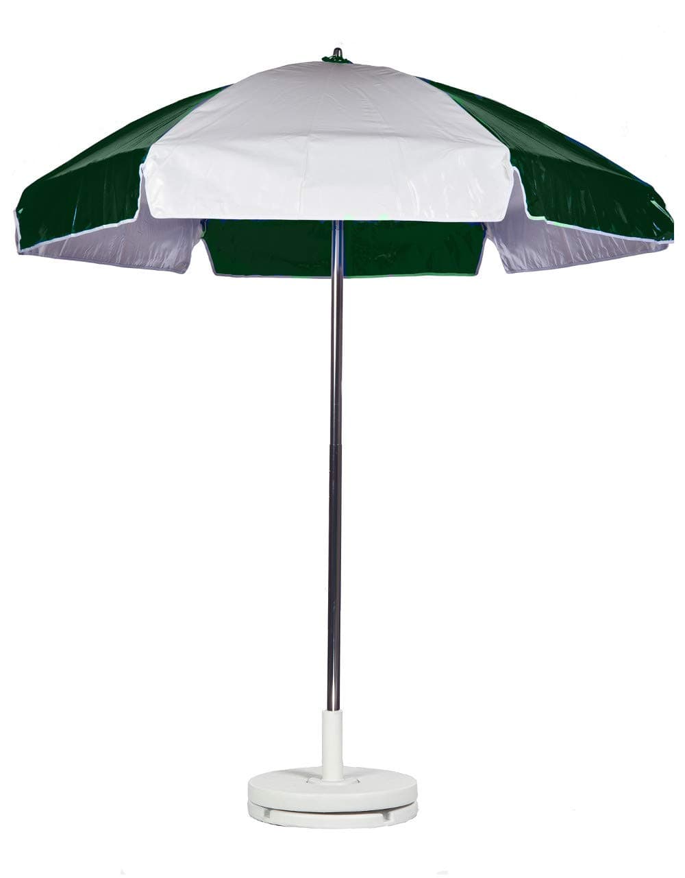 6.5' Striped Lifeguard Umbrella Fabric: Forest and White Heavy Gauge Vinyl, Tilt: with Tilt