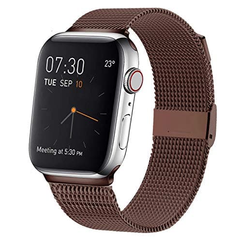 MCORS Compatible with Apple Watch Band 40mm 38mm,Stainless Steel Mesh Metal Loop with Adjustable Closure Replacement Bands for Iwatch Series 5 4 3 2 1 Brown(Army)