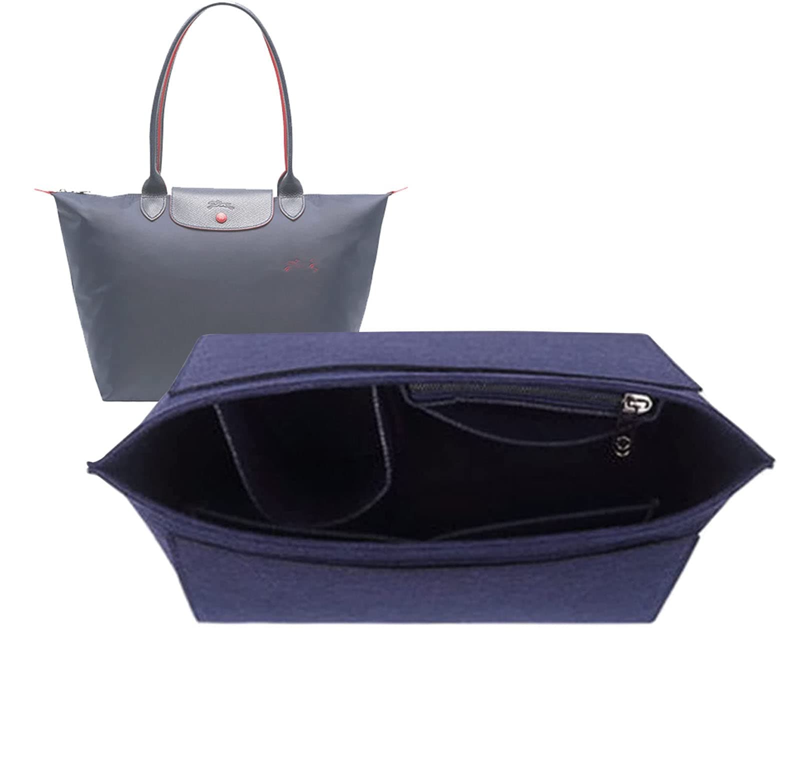 Lckaey medium tote bag insert for Longchamp Le Pliage tote bag organizer 1028navy blue-M
