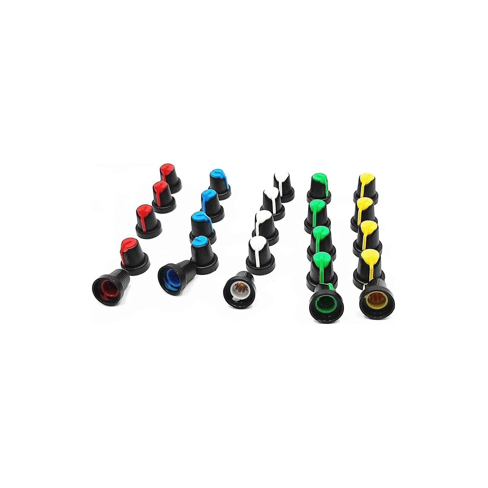 Liyafy 6mm Knurled Shaft Dia Potentiometer Knob assortment Control Knob Cap 100 Pcs