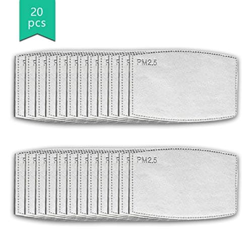 20Pcs Activated -Carbon -Filters, Non-Woven Cloth with 5 Layers Replaceable Protective Parts Filters P-M 2.5 for Women Men Kids
