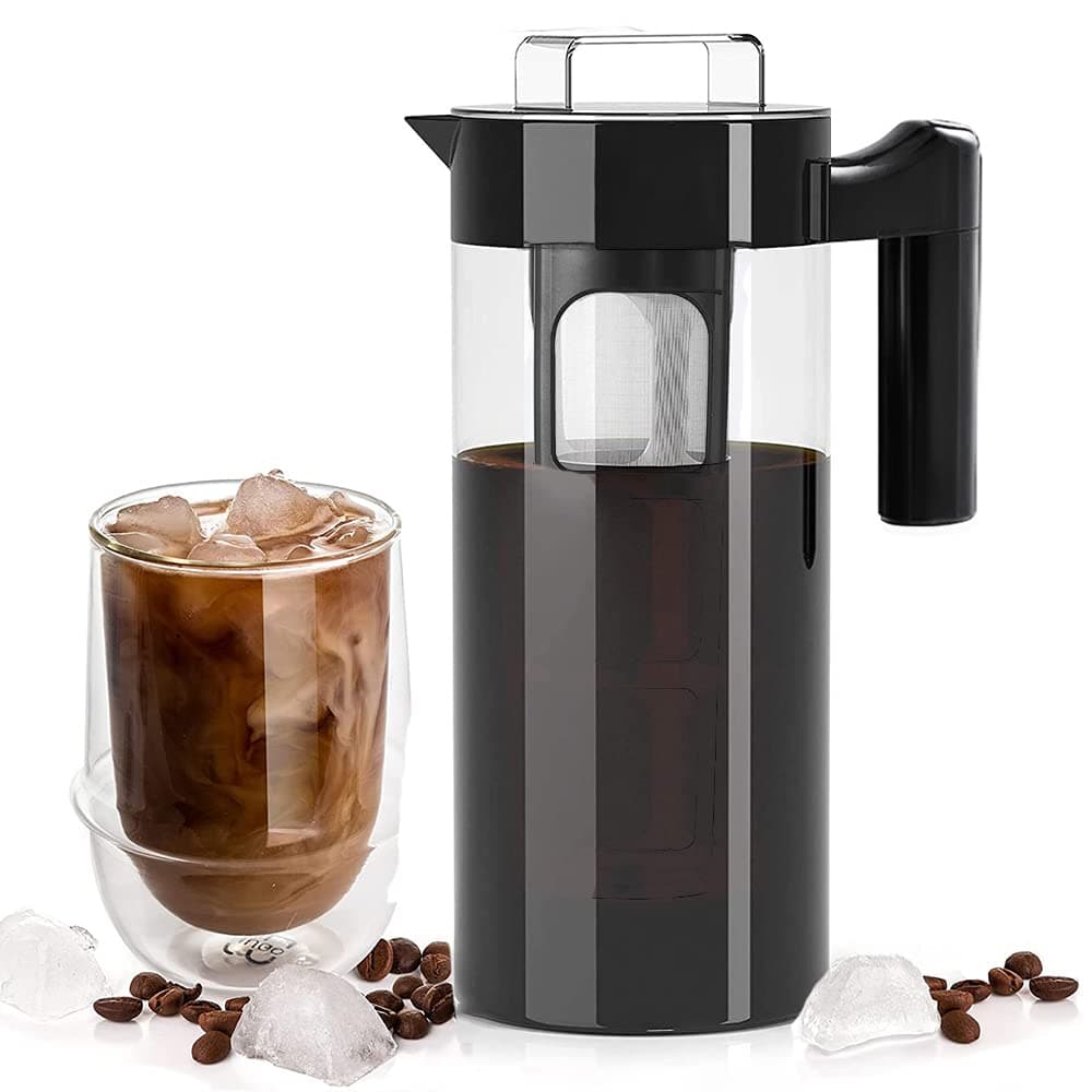 LENNDCold Brew Coffee Maker, Iced Coffee Maker and Tea Brewer with Easy to Clean Reusable Mesh Filter Borosilicate Glass Pitcher 1.3L