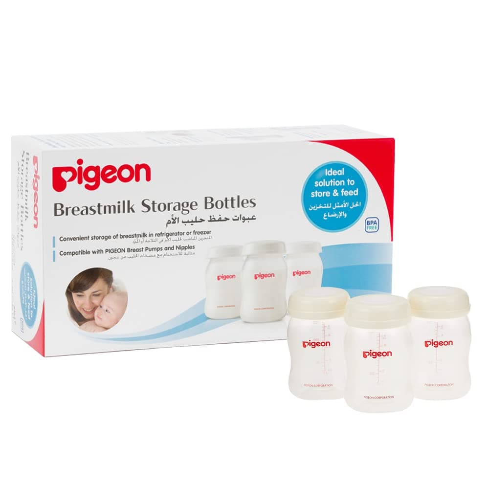 Pigeon Breastmilk Storage Bottle Set, 24 Hours Storage, Reusable, DEHP and BPA Free, 3pcs