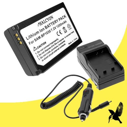 Halcyon 1200 mAH Lithium Ion Replacement Battery and Charger Kit for Samsung NX1100, NX1000, NX200, NX210, NX2000 Digital SLR Cameras and Samsung BP-1030