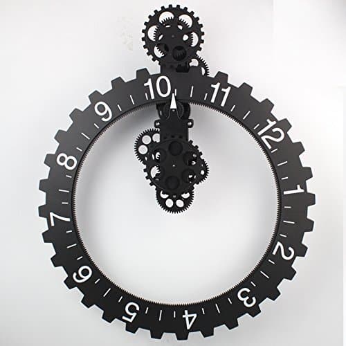 CHUNPIN Wonderful atmosphere engraved brand Continental Wall gear clock Vintage mechanical creative wall clock creative home big tooth hanging , silver