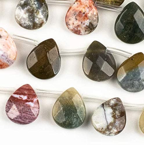 Ocean Jasper Beads 12x15mm Faceted Top-Drilled Teardrop - 12 pcs/ 8 Inch Strand