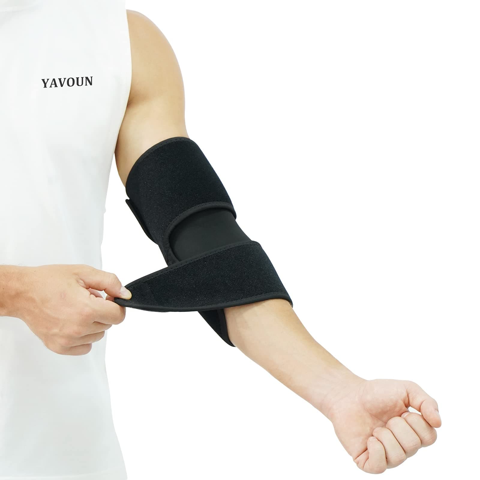 Elbow Brace, Adjustable Neoprene Support Wrap for Joint, Arthritis Pain Relief, Tendonitis, Wrap for Golfers, Sports Injury Recovery for Men and Women (Black)