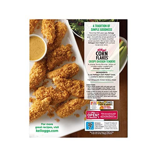 Kellogg's Corn Flakes Breakfast Cereal, 8 Vitamins and Minerals, Healthy Snacks, Original, 36oz Box (2 Bags)