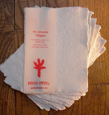Khadi Paper from India- 4x6 Inch Approx. 90lb. Pack of 20
