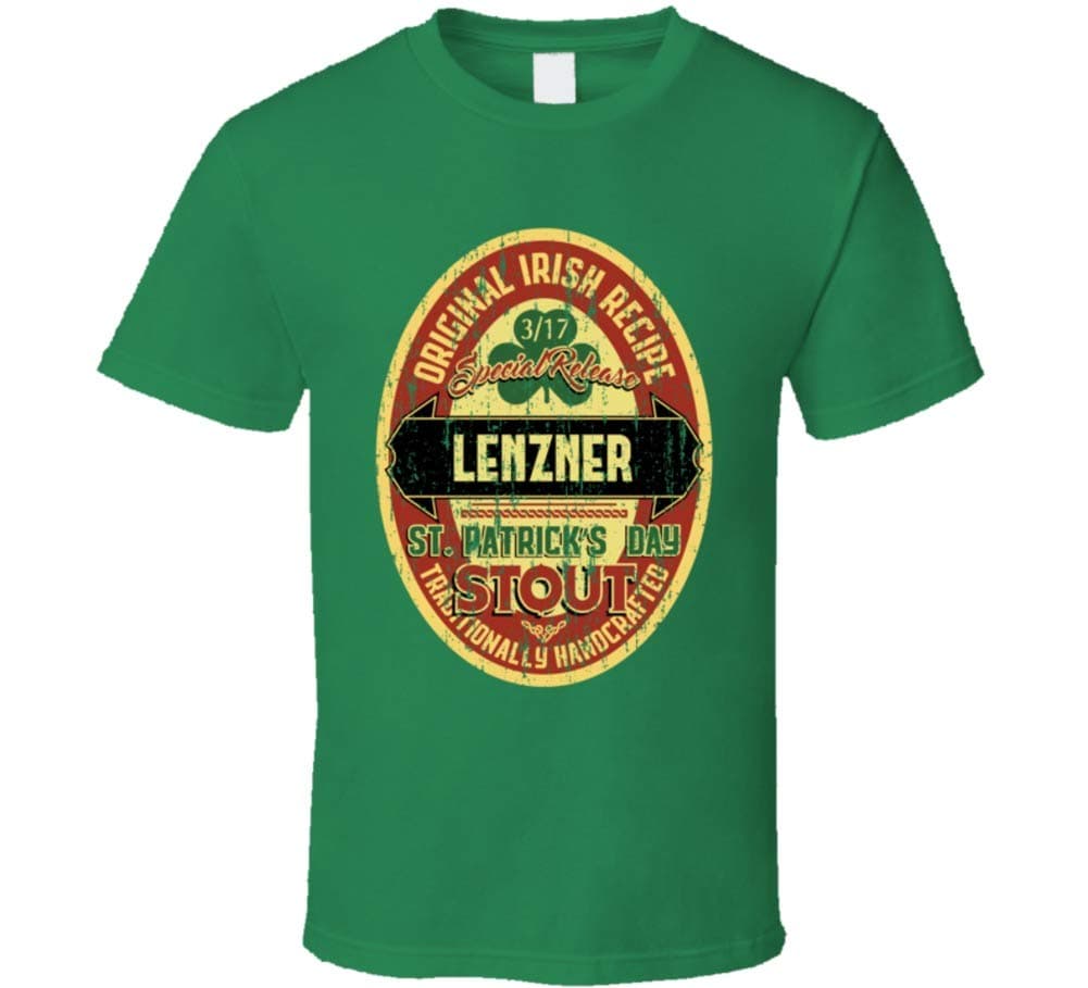 Lenzner Original Irish Recipe Stout St Patrick's Day Family Reunion Distressed T Shirt