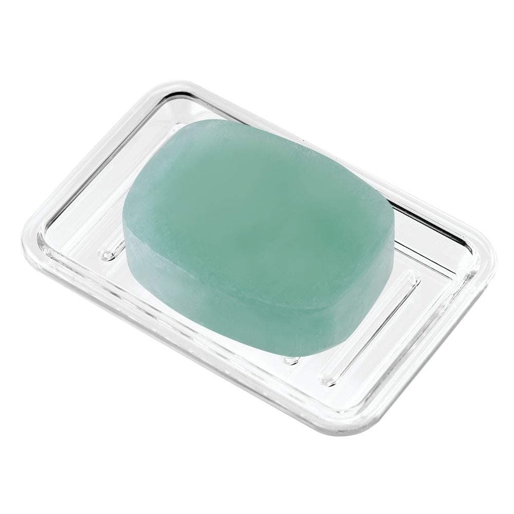 iDesign Royal Plastic Rectangular Soap Saver, Bar Holder Tray for Bathroom Counter, Shower, Kitchen, 3.5" x 5.25", Clear