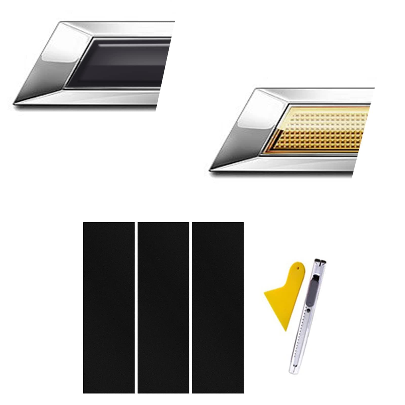 Compatible with Bowtie Logo Wrap Stickers Cut-Your-Own Emblem Overlay DIY Decals for Chevy 3PCS Matte Black Vinyl