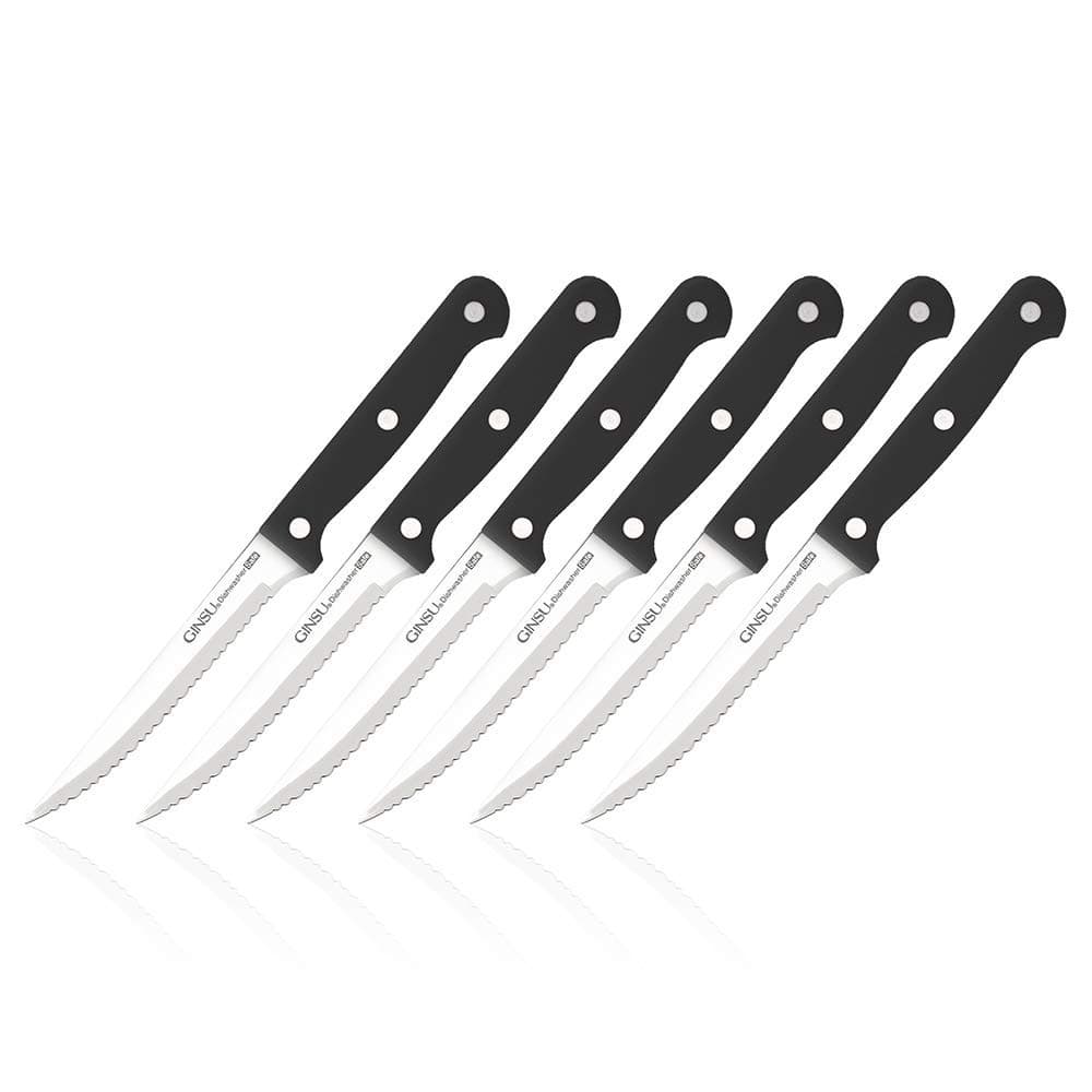 Ginsu Kiso 6-Piece Black Steak Knife Set - Dishwasher Safe and Always Sharp