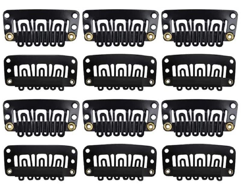 Talora Metal Snap Clips for Hair Extensions U-shape Metallic Wig Clips Hair Accessories Hair Fixing Clip for Men and Women Salon Black_Color Pack of 12