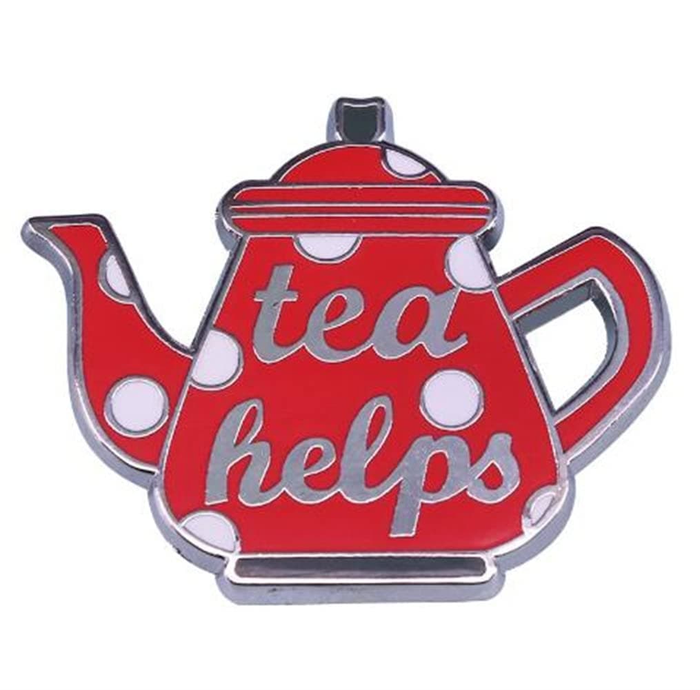 Red Teapot Enamel Pin Kawaii Teapot Brooch Enamel Pin Badge Tea Helps Cartoon Lapel Pin Funny Tea Lovers Gift