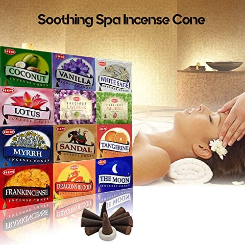 HEM 6-in-1 Dhoop Cones Collection – Pack of 12 (120 Cones Total) | Assorted Fragrances | Natural Incense for Meditation, Yoga, Relaxation & Aromatherapy