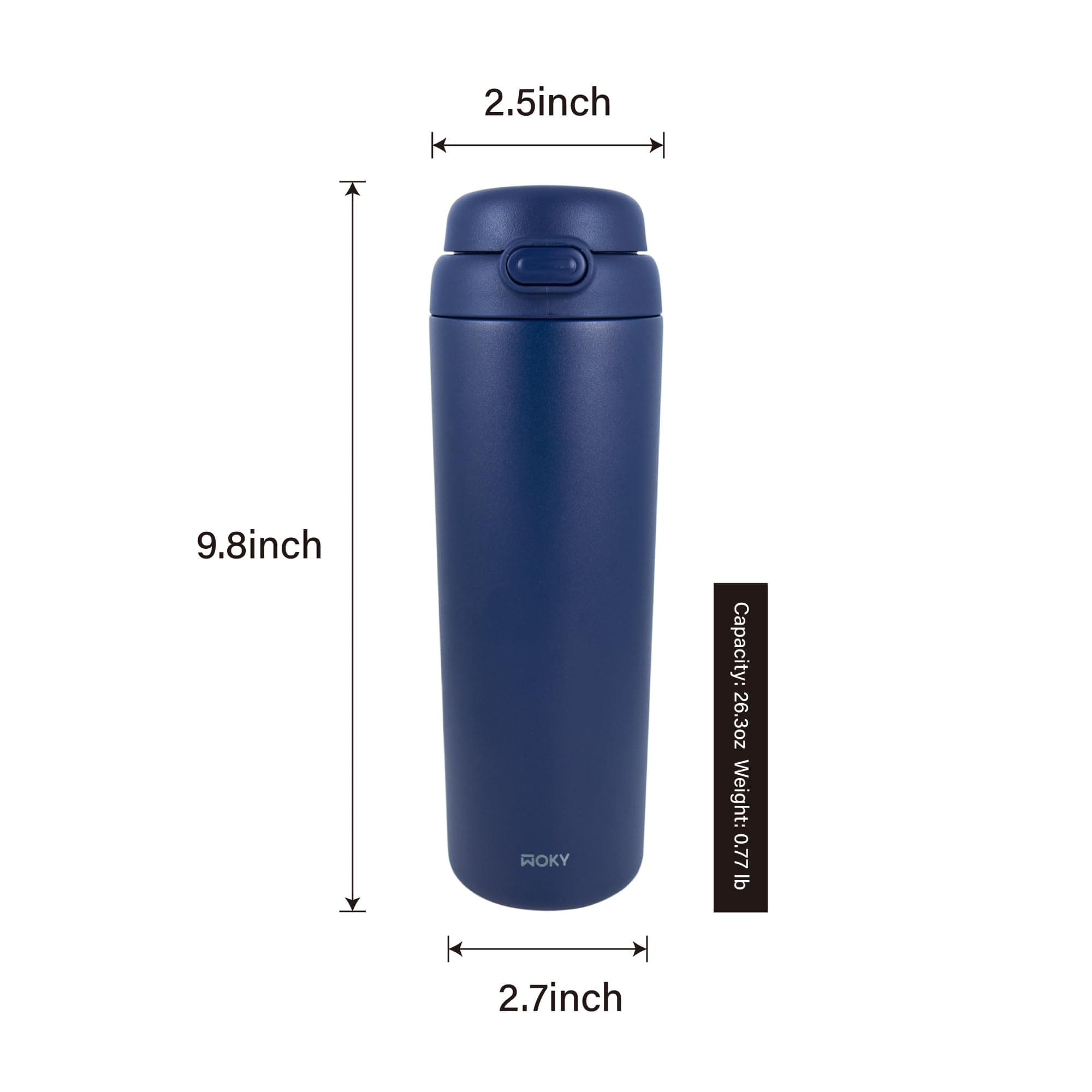 WOKY TICERA All-Purpose Thermos 28.7oz Insulated Tumbler with Straw and Silicone Pad, Leak-Proof and Sweat-Proof, Reusable for Gym, Travel, & Everyday Use | Hot & Cold Drinks (White)