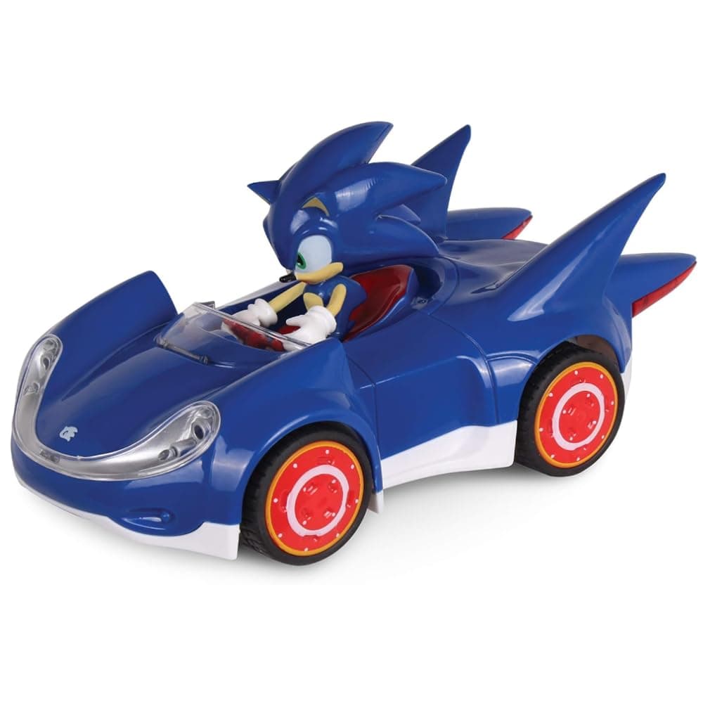 Official Sonic the Hedgehog Movie Toys | SEGA Racing Pull Back Speed Racer | Large Size Toy Car- Blue