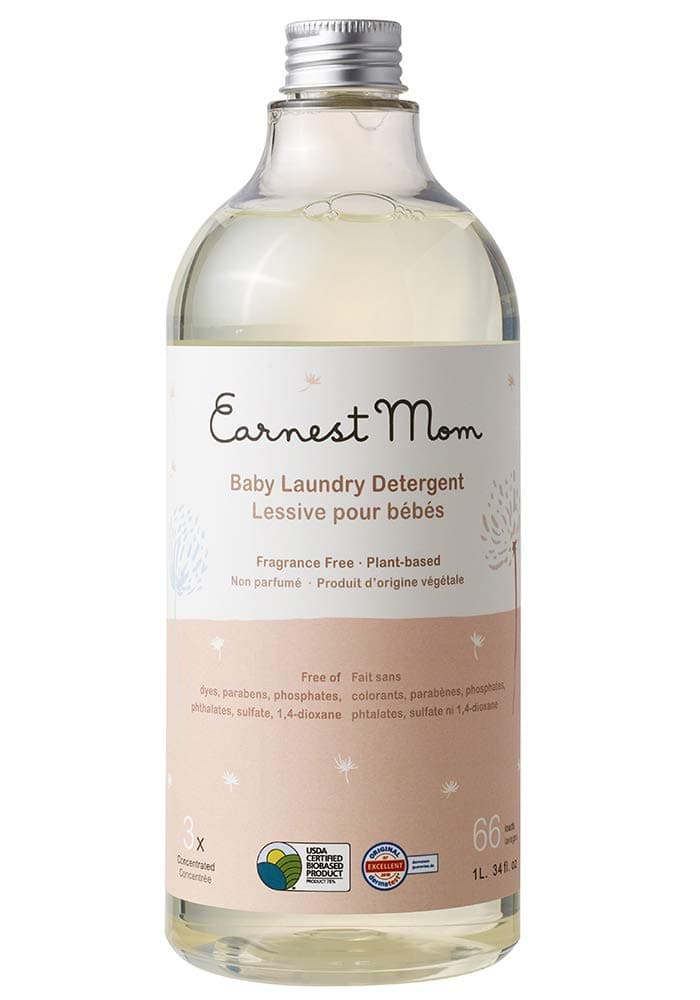 Earnest Mom - Baby Laundry Detergent Sensitive Skin Formula (34 Oz Container) | Wash The Whole Family's Clothes | Newborn, Infant & Toddler Safe Cleaner | Effective at Getting Rid of Tough Stains