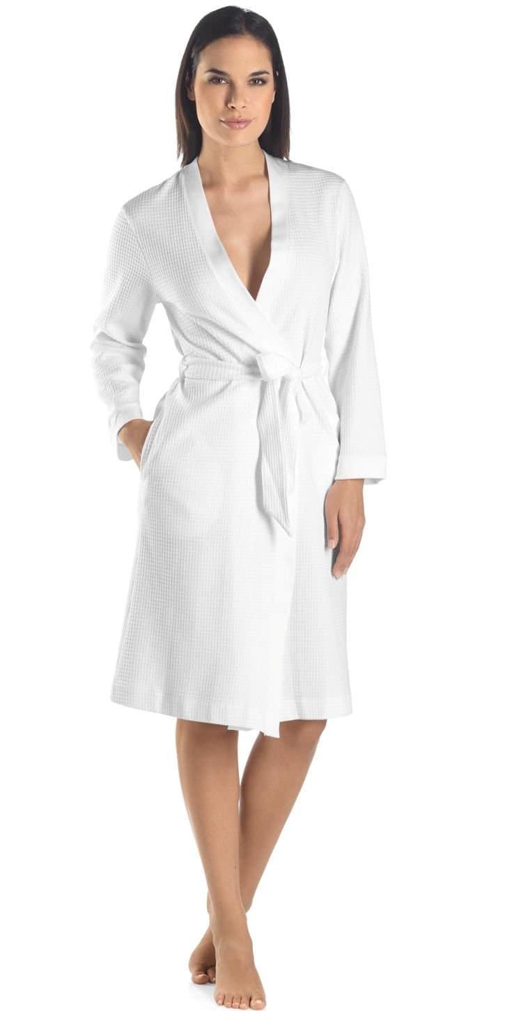 San Vincente Waffle Weave Bathrobe - Luxury Hotel/Spa Collection -White