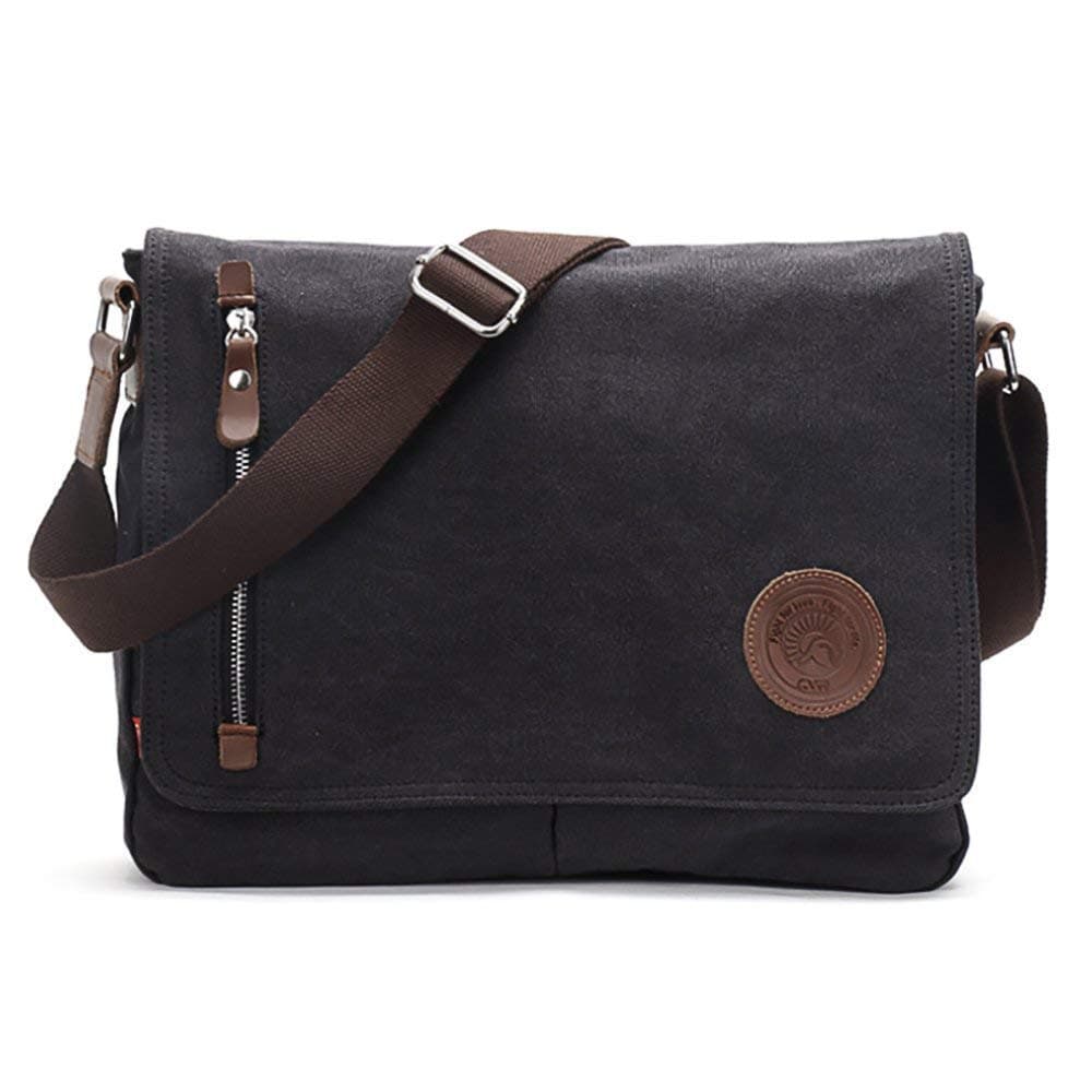 Unisex Messenger Bag Casual Canvas Bag Shoulder Sling Bag Satchel Messenger Bag for Men Work Office 13-15.6 inch Laptop Bag