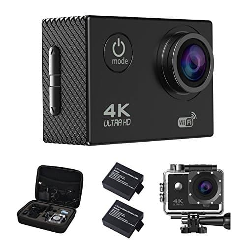 Action Camera, 4K16MP WiFi Waterproof Sports Diving Cam DV Camcorder 170° Ultra Wide-Angle Len with Sensor 2 Rechargeable Batteries/Floating Hand Grip and Accessories Kit