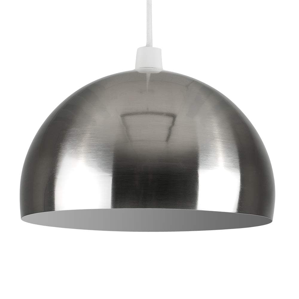 MiniSun | Modern Brushed Chrome Dome Ceiling Light Shade | Pendant Lights, Home Décor & Improvement Essential | 29.5cm Shade Width