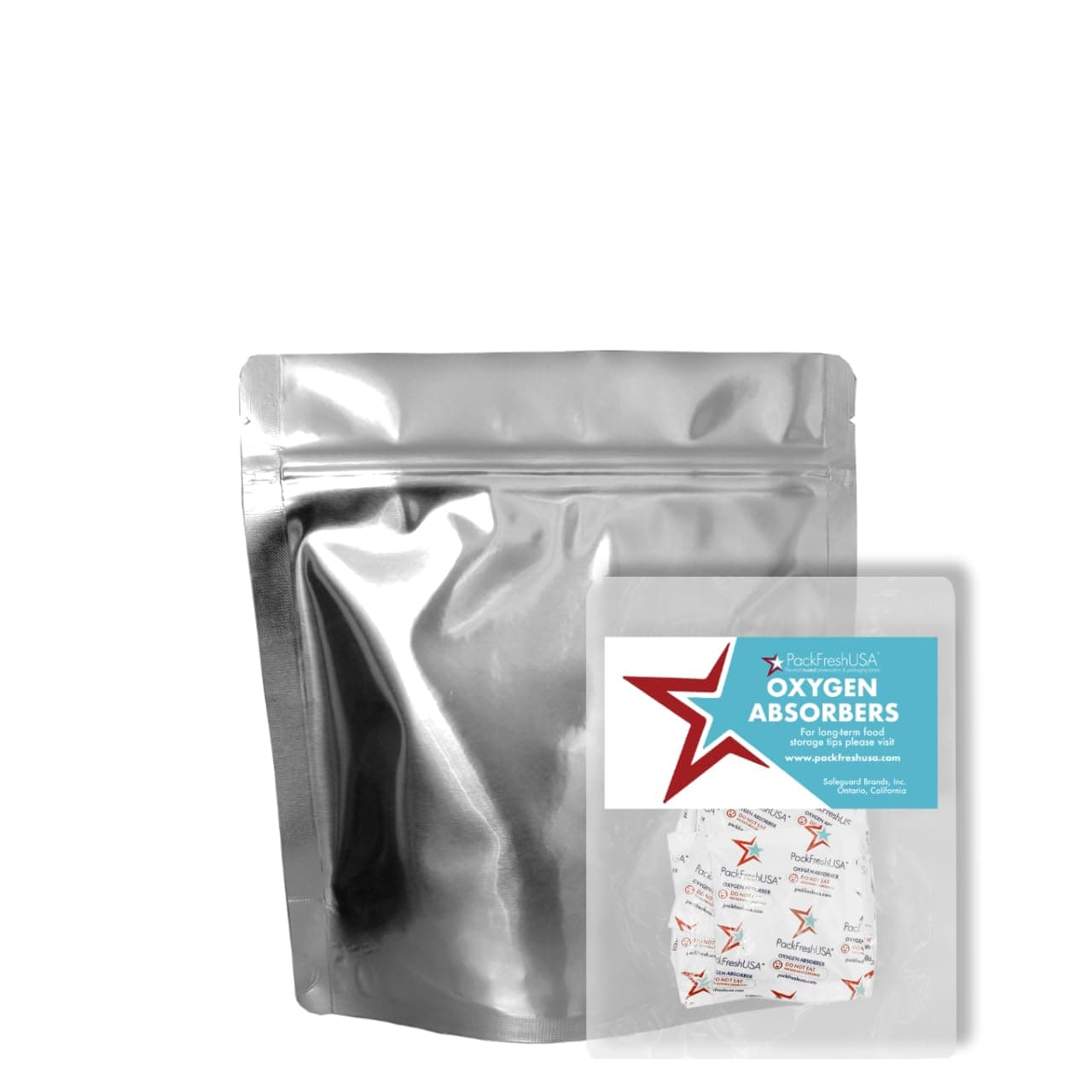 100 Pack - 7 Mil - Quart Seal-Top Stand Up Mylar Bags - 200cc Oxygen Absorbers - Rounded Corners - Long-Term Food Storage Guide